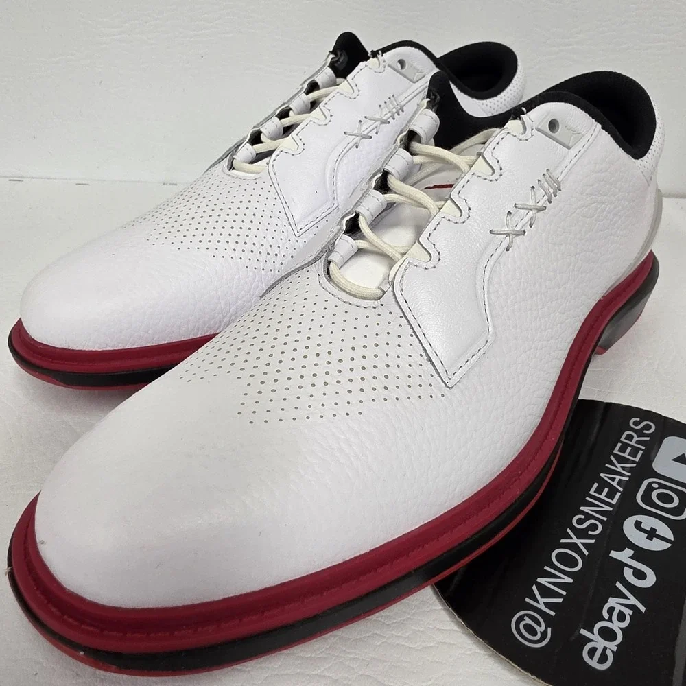 Nike Air Jordan ADG 5 White Black Red Golf Cleats FQ6642-103 Men's Size 11.5